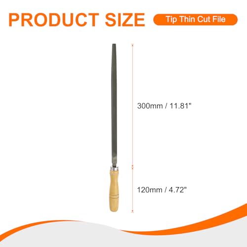 HARFINGTON 12" Square Fine Cut File Double Cut Teeth Fine Metal File High Carbon Steel T12 with Wood Handle for Metal Wood Finishing Roughing Shaping, Grey/Yellow - size: 12", style: Fine Cut