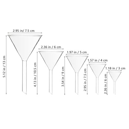 Unomor 5pcs Glass Funnel Long Stem 30mm 40mm 50mm 60mm 75mm