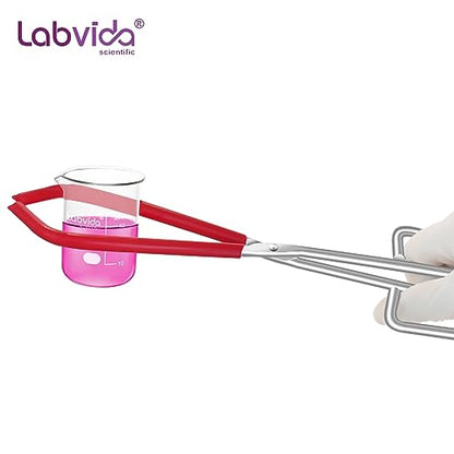 Labs Beaker Tongs, Red Rubber Coated Ends, Nickel Plated 1/4" Steel, for 50mL - 2000mL Capacity, Durable Beaker Clip Pliers Tool Used in Laboratories and Household - style: 1 PC of Lab Beaker Tong
