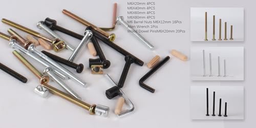 Baby Bed Frame Bolts, Crib Screws Hardware ReplacementKit M6x20/40/60/80mm Hex Drive Socket Cap Screws Barrel Nuts Wooden Dowel Kit for Beds Chairs Furniture et (Silver-16set) - size: Silver-16set