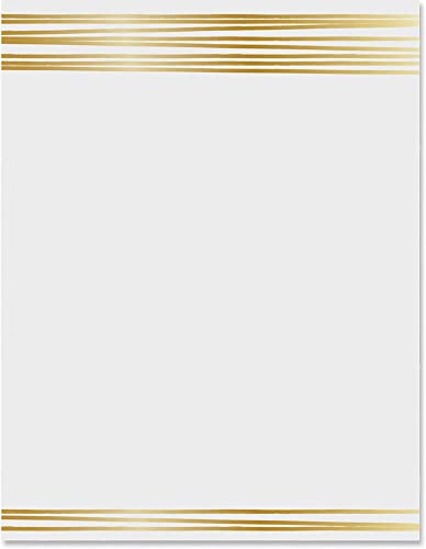 PaperDirect Uptown Gold Border Papers, Elegant Thin Gold Stripe Design, 8.5 x 11, Acid-Free, Ideal for Invitations, Announcements, Flyers, Certificates, Cards, 25 Sheets - color: Uptown Gold