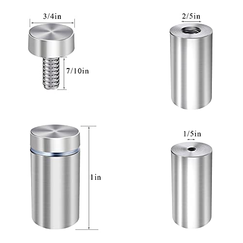 3/4 x 1 Inch Sign Standoffs Wall Mounting Standoff Screws Hardware, 16 Pack - size: 3/4"x1"