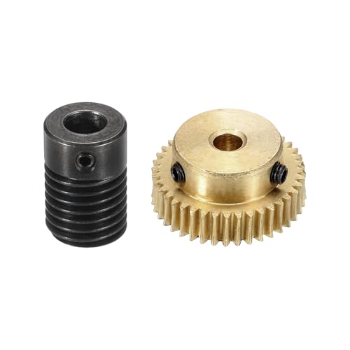 uxcell Worm Gear Set 40T 0.5 Mod 1:40 Brass Gear-4mmOD,1045 Steel Rod 6mmOD - size: Gear-4mm, Rod-6mm Bore, style: 0.5M-40T