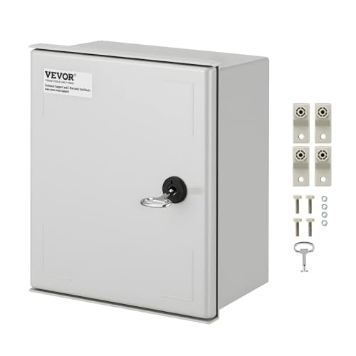 VEVOR Electrical Enclosure Box, 12'' ×10'' ×6'', Fiberglass Junction Box, IP66 Waterproof & Dustproof, Outdoor Electrical Box, with Mounting Plate - size: 12" x 10" x 6"