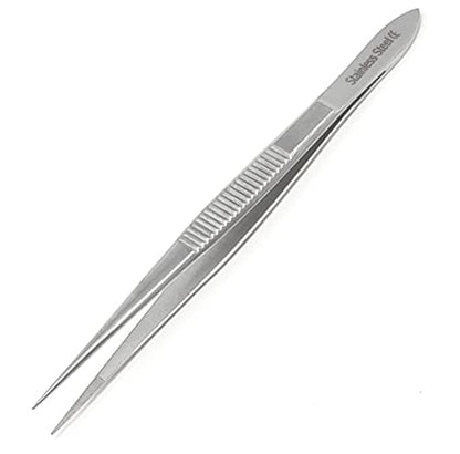 Stainless Steel High Precision Forceps with Fine Strong Straight Serrated Point to use Engineer Labware for Scientific Use (4.5 Inch) - size: 4.5 Inch