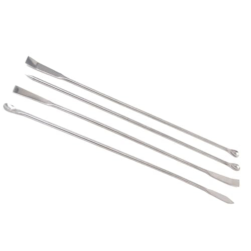 A2Z Scilab 4 Pcs Stainless Steel Lab Spatula Micro Scoop Spoon Set - Laboratory Tiny Mixing Spatulas, Double Ended Long Sampling Spoon for Powders Gel Cap Capsule Filler