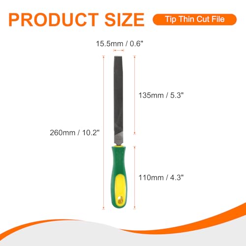 HARFINGTON Tip Thin Cut File 6" Double Cut Teeth High Carbon Steel Hand Rasp File with Plastic Handle for Metal Wood Deburring Removing - size: 6", style: Thin