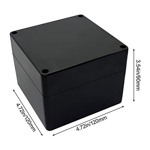 LeMotech ABS Plastic Electrical Project Case Power Junction Box, Project Box Black 4.7" x 4.7" x 3.5" (120 x 120 x 90 mm)(Pack of 1) - color: Black (1 pack), size: 4.7" x 4.7" x 3.5"
