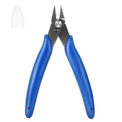 5 Inch Micro Wire Cutters, 1 Pack Precision Flush Cutters, Zip Tie Cutter - color: Blue (1 Pack)