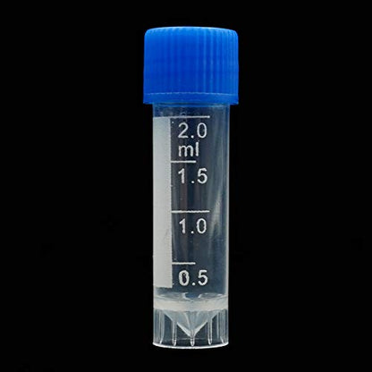 100 Pieces 2ml Plastic Graduated Vial Tube with Screw Caps, Test Tubes Small Test Sample Vial Storage Container for Lab (Blue) - color: Blue