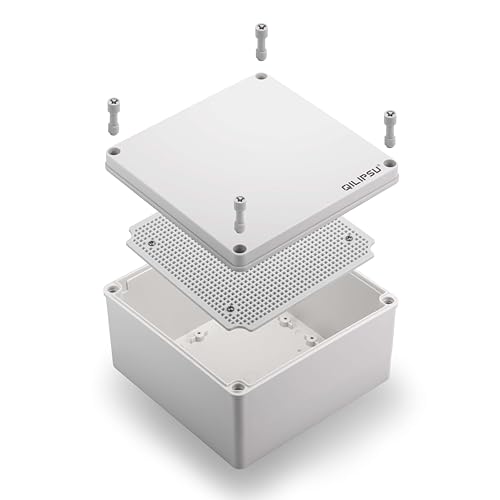 QILIPSU Outdoor Junction Box IP67 Waterproof Project Box ABS Plastic Weatherproof Electrical Enclosure Gray Cover (7.9"x7.9"x3.7") - color: Grey Cover, size: 7.9"x7.9"x3.7"