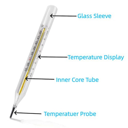 ℃&℉ Clinical Glass Thermometer for Underarm 2PCS - Classic Non Digital Thermometer for Adults - Accurate Easy Reading by HARIKA LIFE