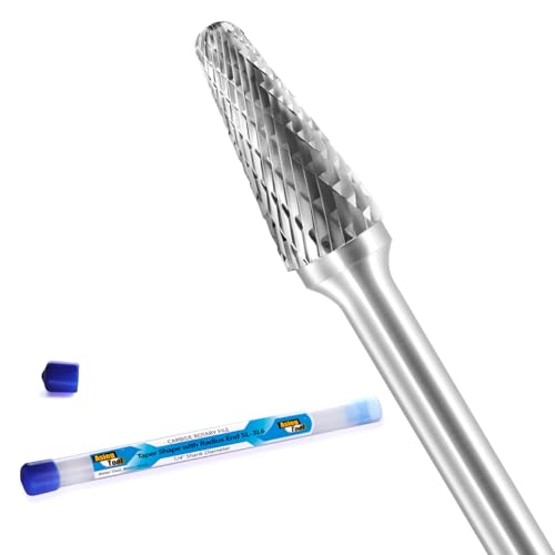 SL-3L6 Tungsten Carbide Burr Rotary File Taper Shape with Radius End Double Cut with 1/4" Shank for Die Grinder Drill Bit - style: SL-3L6