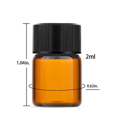 2ml Amber Small Glass Vials 100pcs with Screw Caps(100pcs) - color: Amber, size: 2ml 100pcs