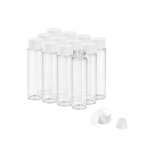 12PCS 20ml Clear Glass Small Vials with White Screw Caps & Plastic Stoppers - color: CLEAR, size: 20ml
