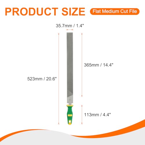 HARFINGTON Flat Medium Cut File 16" Double Cut Teeth High Carbon Steel Hand Rasp File with Plastic Handle for Metal Wood Deburring Removing - size: 16", style: Medium