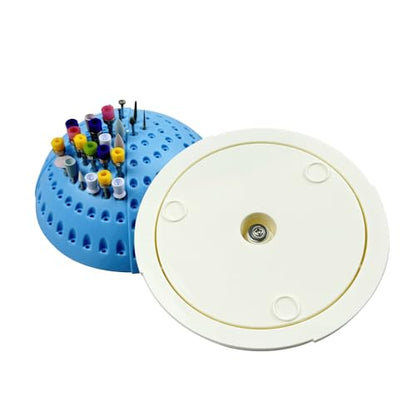 180 Holes Plastic Semi-Circular Dental Bur Holder, High/Low-Speed Drill Bits Disinfection Drill Box, Organizing Nail Drill Bits Dentistry Lab Tools(Without Tools) (White) - color: White