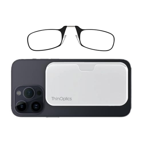Always With You by ThinOptics Classic Readers + Attachable Glasses Case - color: White Case / Black Frames