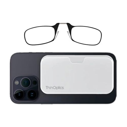 Always With You by ThinOptics Classic Readers + Attachable Glasses Case - color: White Case / Black Frames