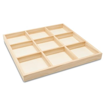DIY Square Wooden Divided Serving Tray 12 x 12-inch, Pack of 5 9-Section Candy Tray for Vegetable & Fruit Party Platters, by Woodpeckers - size: 12" x 12" 9 Part