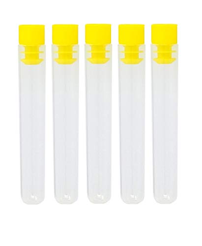 Test Tubes Plastic (PP) with Yellow Caps, 11.4 X 76 mm 25 Pack