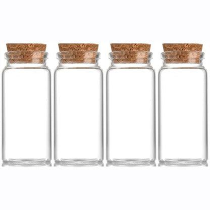 4 pcs 60ml Small Glass Bottles with Cork Stopper,Decorative Bottle,Vials Jars,Cute Storage Jar,Wishing Bottle 37x80mm(1.46x3.15inch) - size: 37x80mm(1.46x3.15inch)