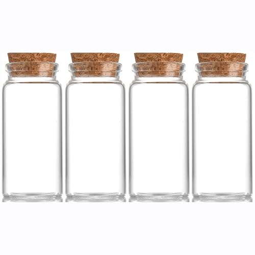 4 pcs 60ml Small Glass Bottles with Cork Stopper,Decorative Bottle,Vials Jars,Cute Storage Jar,Wishing Bottle 37x80mm(1.46x3.15inch) - size: 37x80mm(1.46x3.15inch)