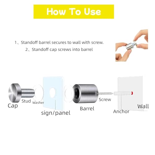 Sign Standoff Screws 3/4" x 1" Stainless Steel Stand Offs Wall Mounts - color: Silver, size: 3/4x1 in