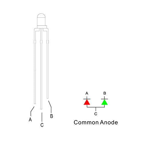 100pcs 3mm Red & Green Lights Bi-Color LED Diodes Common Anode (White Lens) Diffused Round Lens +200pcs Resistors (for DC 6-12V) Included,Bulb Lamps Light Emitting Diode - color: [16] Red&green (Common Anode) / 100pcs, style: 3mm Constant Light