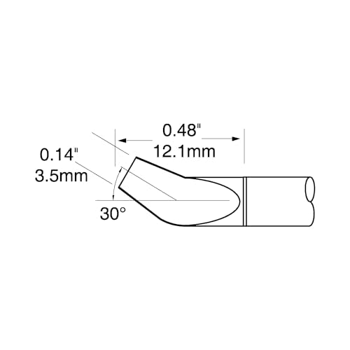 Metcal PTTC-708B PTTC Series Tweezer Cartridge for Most Standard Applications, Blade Bent 30 Degree, 412 Degree C Maximum Tip Temperature, 3.5mm Tip Size, 12.1mm Tip Length