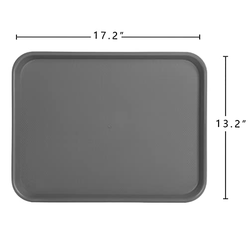 Aebeky Plastic Cafeteria Trays,Fast Food Serving Trays,13"X17",Set of 6 (Gray) - color: Gray