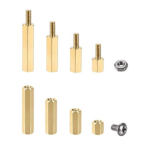 160pcs M2.5 Male-Female Brass Spacer Standoff & Stainless Steel Screw Nut Assortment Kit - size: M2.5