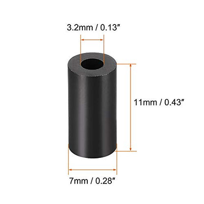 uxcell Nylon Round Spacer Washer 3.2mm ID 7mm OD 11mm Height for M3 Screws Black 100Pcs - size: 3.2mmx7mmx11mm