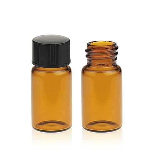 ALWSCI 100PCS 5ML Amber Tiny Glass Vials with Screw Caps - color: Amber Glass Sample Vial, size: 5ML 18*40MM
