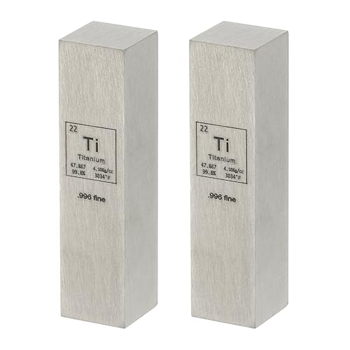 PATIKIL 2Pcs Titanium Cube, 0.5x0.5x2 Ti Density Stick High Density Element Rod Unique Metal Cube Periodic Table of Elements Collections Lab Experiment Teacher Scientific Classes - style: Titanium