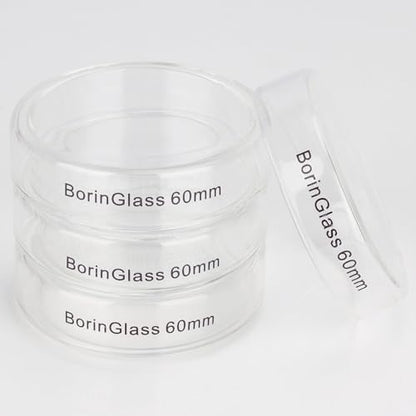 BorinGlass Petri Dishes, Autoclavable Cell Culture Dishes Lab Dishes with Clear Lid, 60x15 mm, Pack of 10