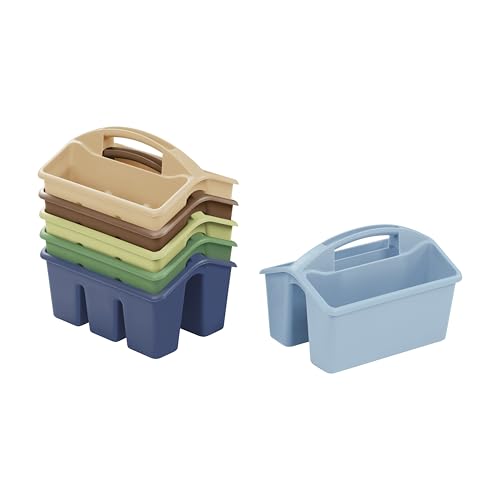 ECR4Kids 4-Compartment Small Storage Caddy Organizer, 6-Pack, Earthtone - color: Earthtone