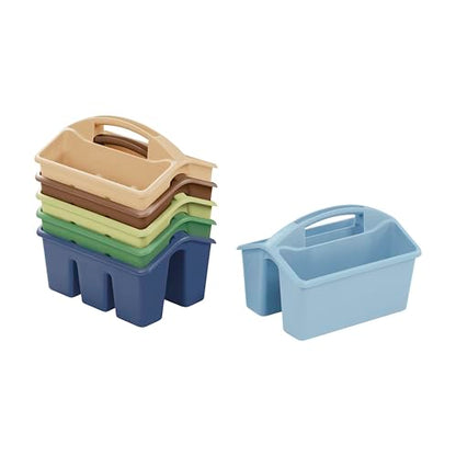 ECR4Kids 4-Compartment Small Storage Caddy Organizer, 6-Pack, Earthtone - color: Earthtone