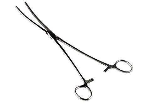 SE 12-Inch Stainless Steel Curved Forceps - Self-Locking, Serrated Tip for Precision Grip and Clamping - Perfect for Crafting, Fishing Tasks, Jewelry Making, and More! -613FC - size: 12", style: Curved
