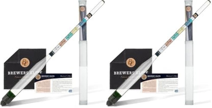 Brewer's Elite Hydrometer for Home Brew Beer, Wine, Mead and Kombucha - Deluxe Triple Scale Set with Hardcase and Cloth - Specific Gravity ABV Tester (Pack of 2) - size: Hydrometer Set (Pack of 2)