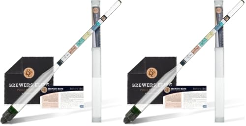 Brewer's Elite Hydrometer for Home Brew Beer, Wine, Mead and Kombucha - Deluxe Triple Scale Set with Hardcase and Cloth - Specific Gravity ABV Tester (Pack of 2) - size: Hydrometer Set (Pack of 2)