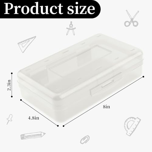 Pencil Box, Clear Pencil Case, Large Capacity Plastic Hard Pencils Case Crayon Box with Snap-Tight Lid Stackable for Kids Adult Student Pens Pencils School Supplies Storage Office Supplies, Clear - color: Clear