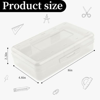 Pencil Box, Clear Pencil Case, Large Capacity Plastic Hard Pencils Case Crayon Box with Snap-Tight Lid Stackable for Kids Adult Student Pens Pencils School Supplies Storage Office Supplies, Clear - color: Clear