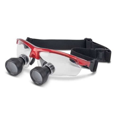 Practicon TTL Easy Size 2.5X Loupes Kit, Measure and Size Through The Lens Loupes, Red Frame - color: Red, style: 2.5X