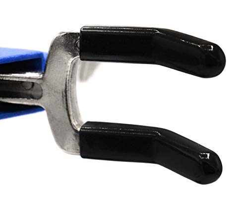 EISCO 3 Finger, Vinyl Coated Dual Adjustable Extension Clamp on Stainless Steel Rod - 2.3" Max Clamp Opening, 5" Rod - Powder Coated Zinc Alloy - Research, Industrial Laboratory Grade
