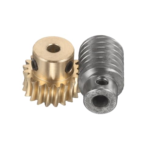 uxcell Worm Gear Set 20T 1 Module 20:1 Reduction Rate, 5mm/6mm Bore - size: 5mm/6mm Bore (1Mod 20T)