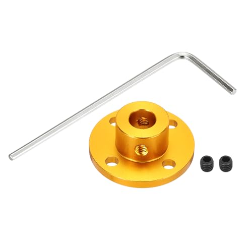 MECCANIXITY 2pcs 8mm Bore Rigid Silver Flange Coupling Connector Aluminum - color: Gold