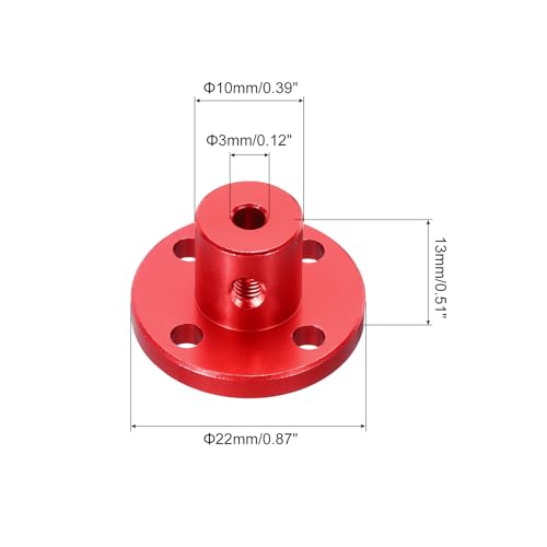 MECCANIXITY 4pcs 3mm Bore Rigid Red Flange Coupling Connector Aluminum Motor Bearing Shaft Mounting Hub with Wrench for DIY RC Model Motors - color: Red, size: 3mm
