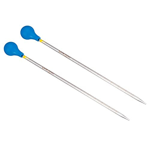 PATIKIL Graduated Dropper Pipettes Kit, 2pcs 1ml Borosilicate Glass Pipette with Rubber Cap for Transfer Liquid for Lab, Chemistry, Clear - size: 1ml