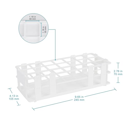 stonylab Test Tube Rack, 1.18 in 21-Place White Plastic Holder Stand Rack, 3-Tier Design and Detachable, for Laboratory Use - size: 30 mm
